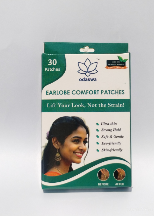 ODASWA Invisible Earlobe Comfort Patches for Earrings – Ayurvedic Adhesive Ear Lobe Stickers for Heavy Earrings | Earring Support Stickers for Women & Girls (30 Patches)